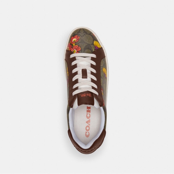 NWT Coach Outlet Clip Low Top Sneaker In Signature Canvas With Floral Print - Picture 5 of 6